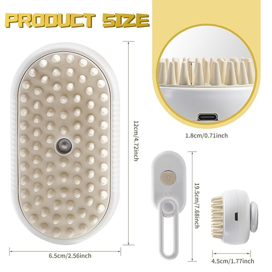 NEDLIX 3-in-1 Steam Brush with Steamer - Suitable for Cats, Dogs and All Pets (White)