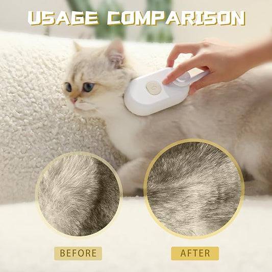 NEDLIX 3-in-1 Steam Brush with Steamer - Suitable for Cats, Dogs and All Pets (White)